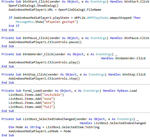 code voor weergave beeld