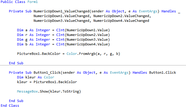 voorbeeld code