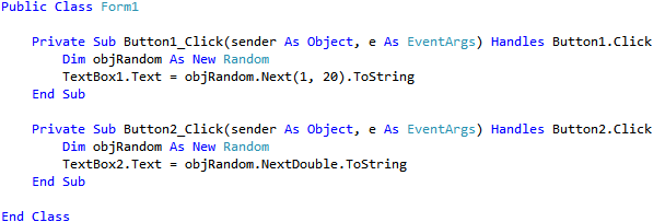 voorbeeld code Random klasse