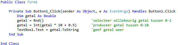 voorbeeld code VBMath klasse