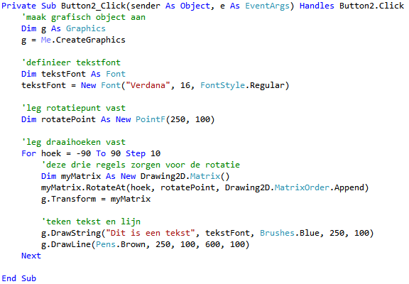 voorbeeld code Matrix klasse