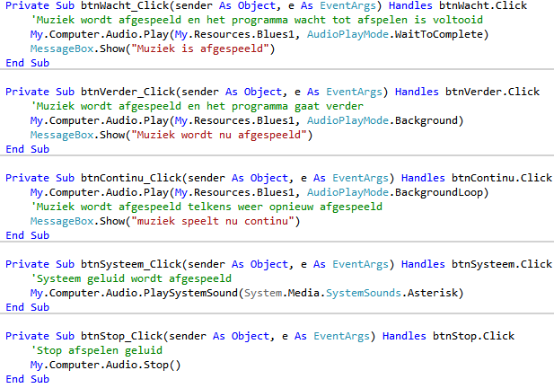 voorbeeld code Audio object